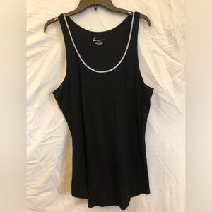22/25 Lane Bryant Black Tank Top with Rhinestone Trim